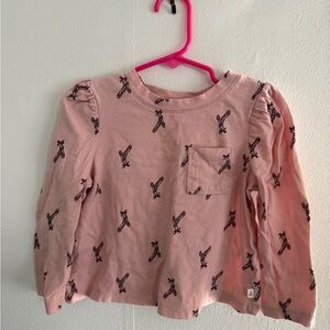 GAP Pink Long Sleeve Kids Tee with Fun Print